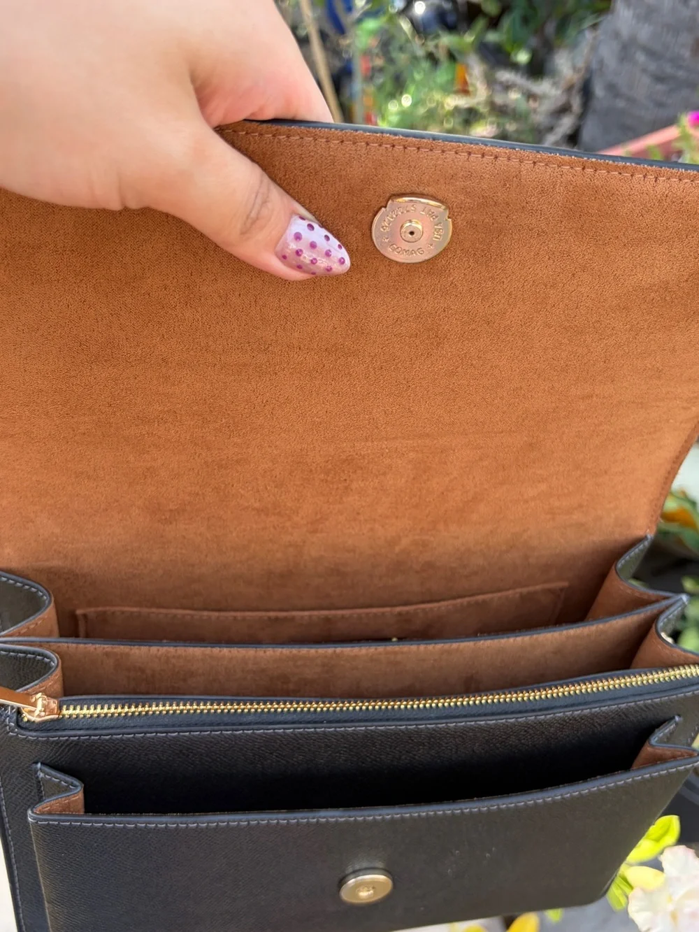 COACH Black Leather Top-Handle Satchel with Gold Hardware